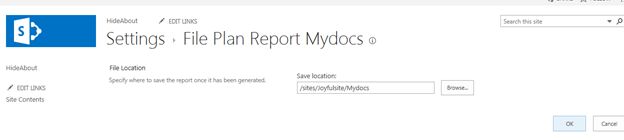 location to store the file Plan report